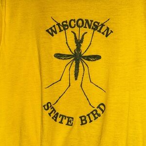 Screen Stars Vintage Single Stitch Yellow Wisconsin State Bird Mosquito T-Shirt
